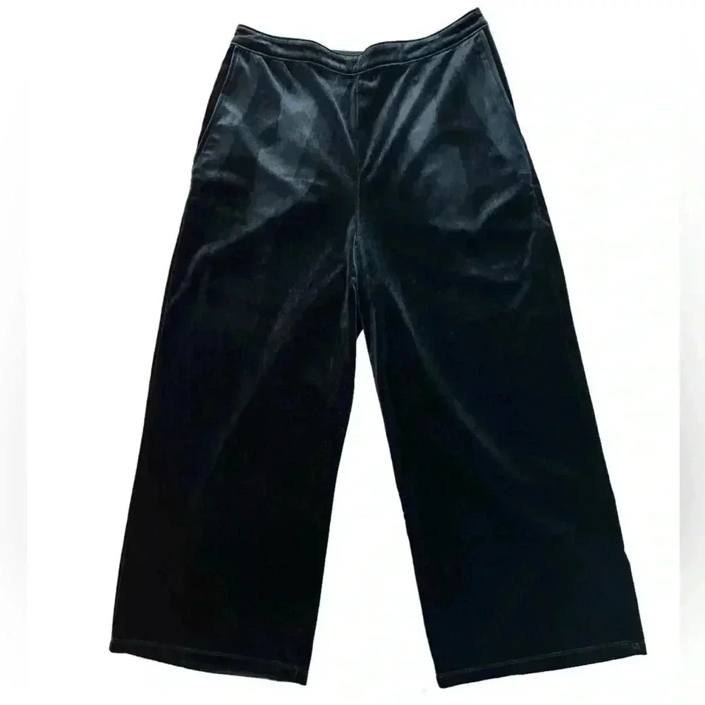 Abercrombie & Fitch Wide Leg Crop Dress Pants Velvet Black Size Small